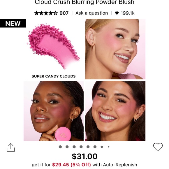 Too Faced cloud crush blurring blush, shade Super Candy Clouds - Picture 5 of 6